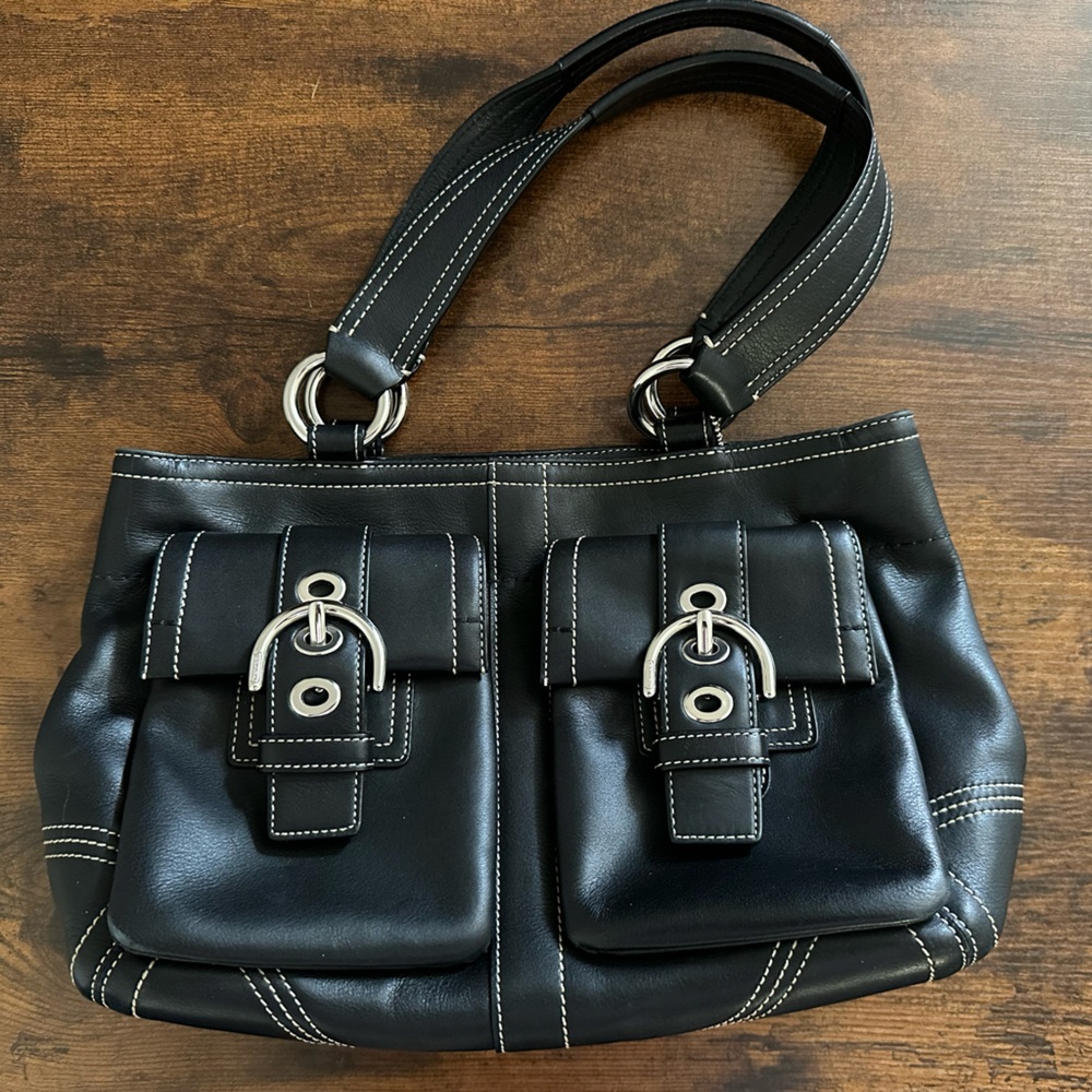Coach Black Leather Shoulder Bag